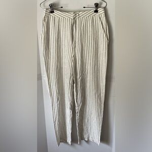Vylette linen blend white  w/ Black stripes pants  size 9 lined